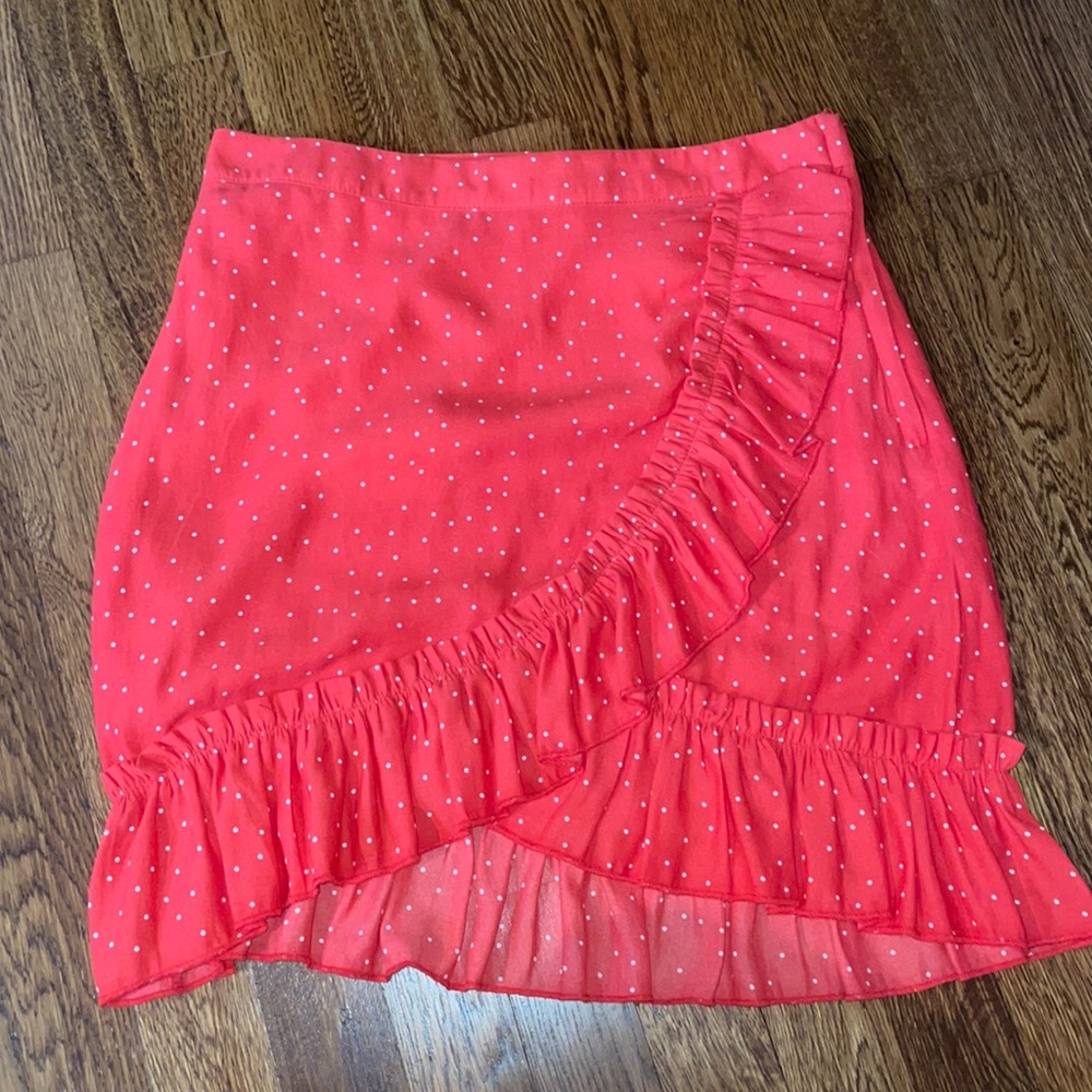 HM red polka dot ruffle skirt